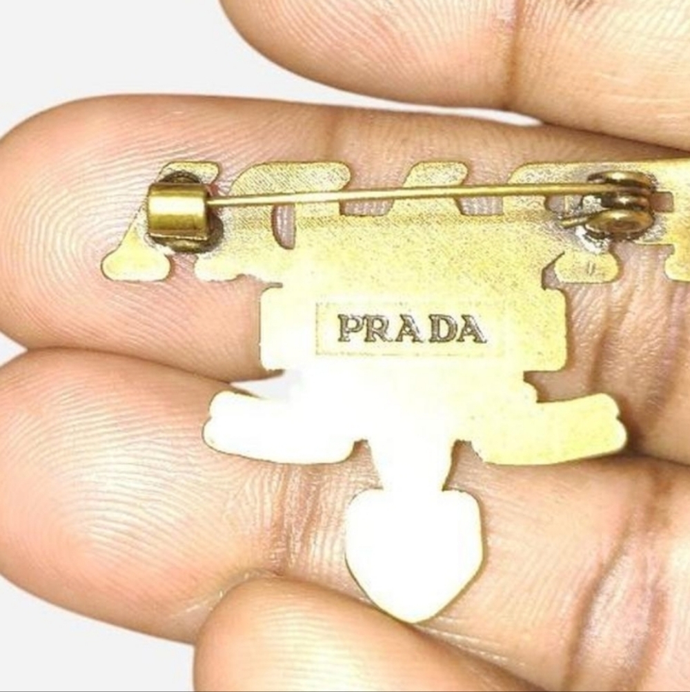 Prada Metallic Gold Emblem Pin - Picture 2 of 2
